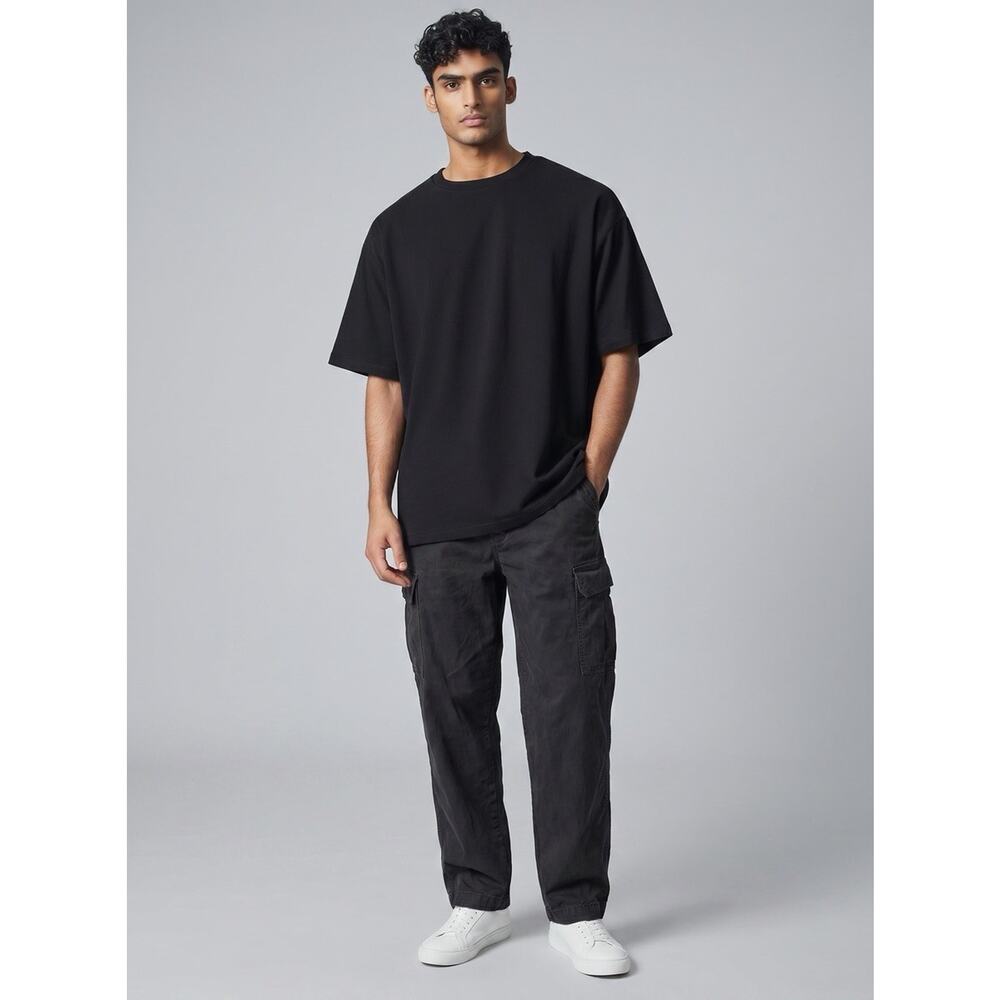 Uniqlo U Men's Black Cotton Twill Cargo Pants XXL  Relaxed Straight Pockets - Picture 9 of 9